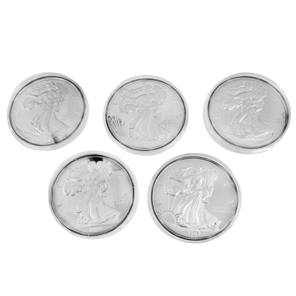Ten 1/2 lb Silver Proof Rounds
