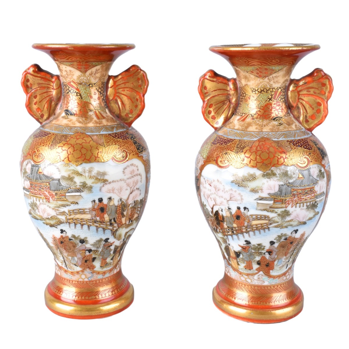 Pair Miniature Satsuma Vases