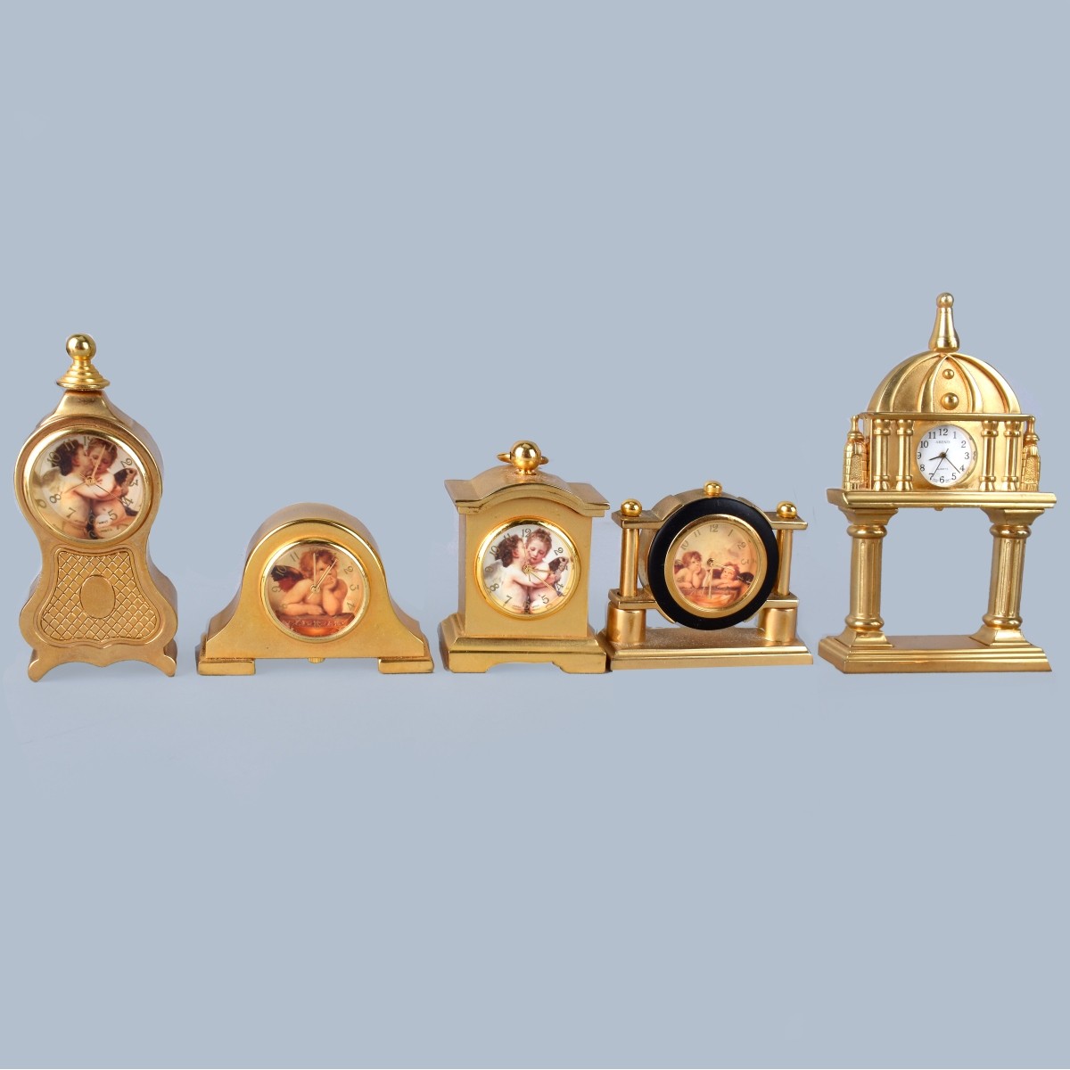 13 Miniature Brass Clocks