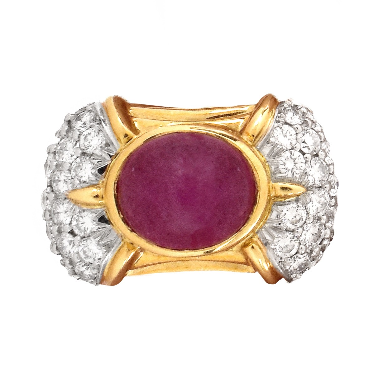 Burma Ruby, Diamond and 18K Gold Ring