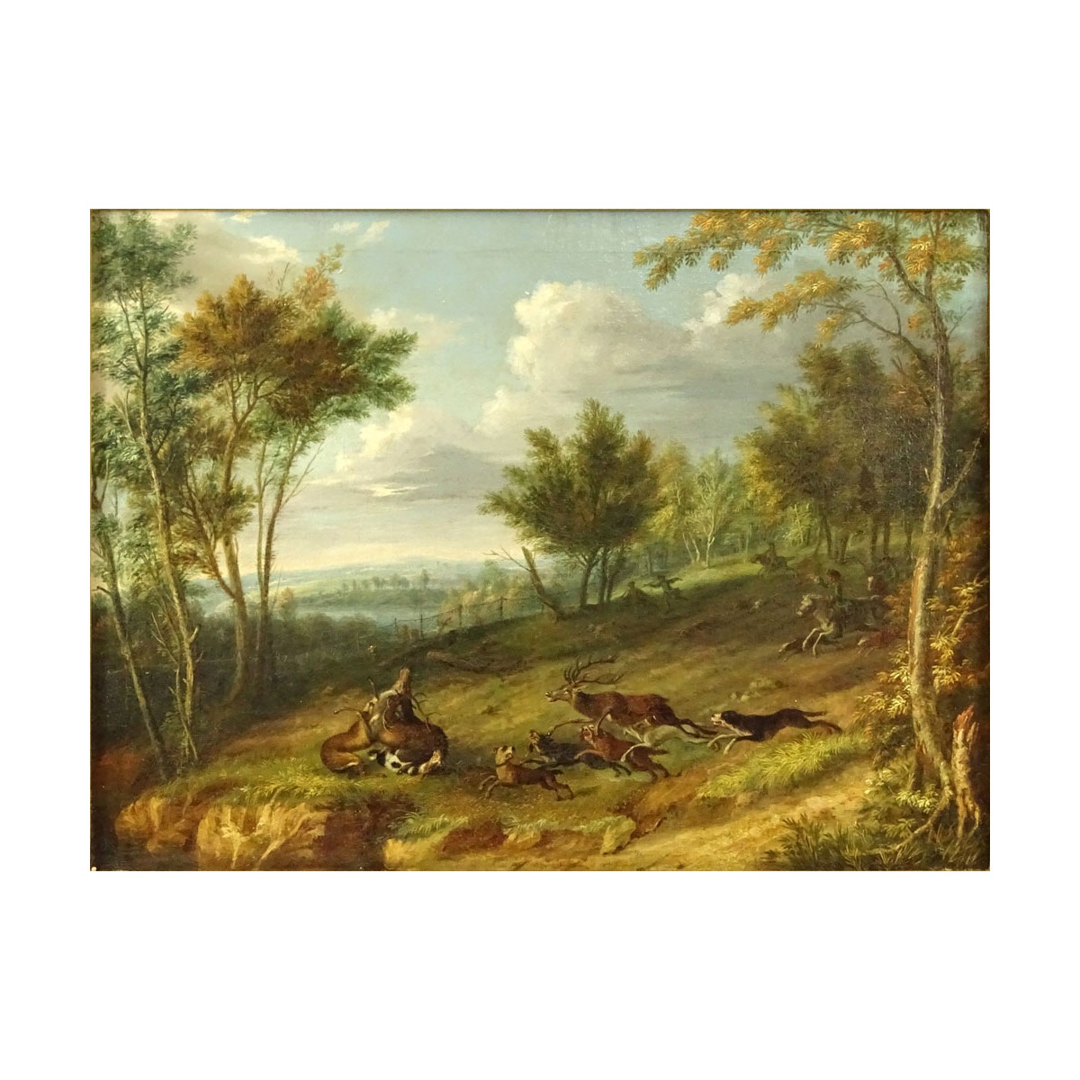 Friedrich Wilhelm Hirt, German (1721-1772) Oil on Canvas, Stag Hunt. Unsigned. Very good conserved 