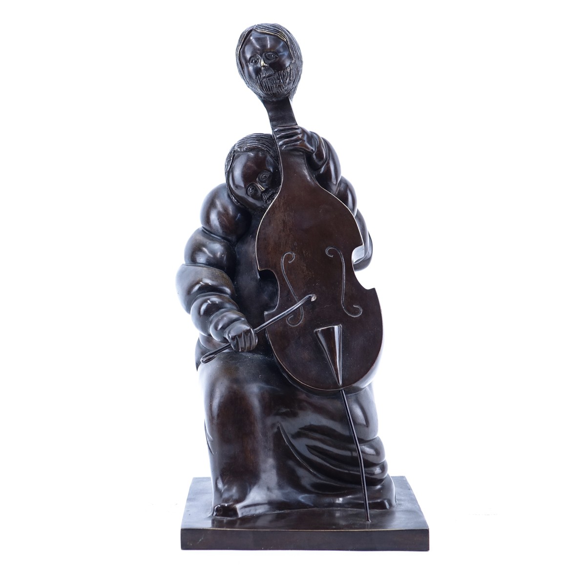 Fernando Péreznieto Mexican (1938 –2001) Patinated Bronze Sculpture, Seated Instrument Player, Sign