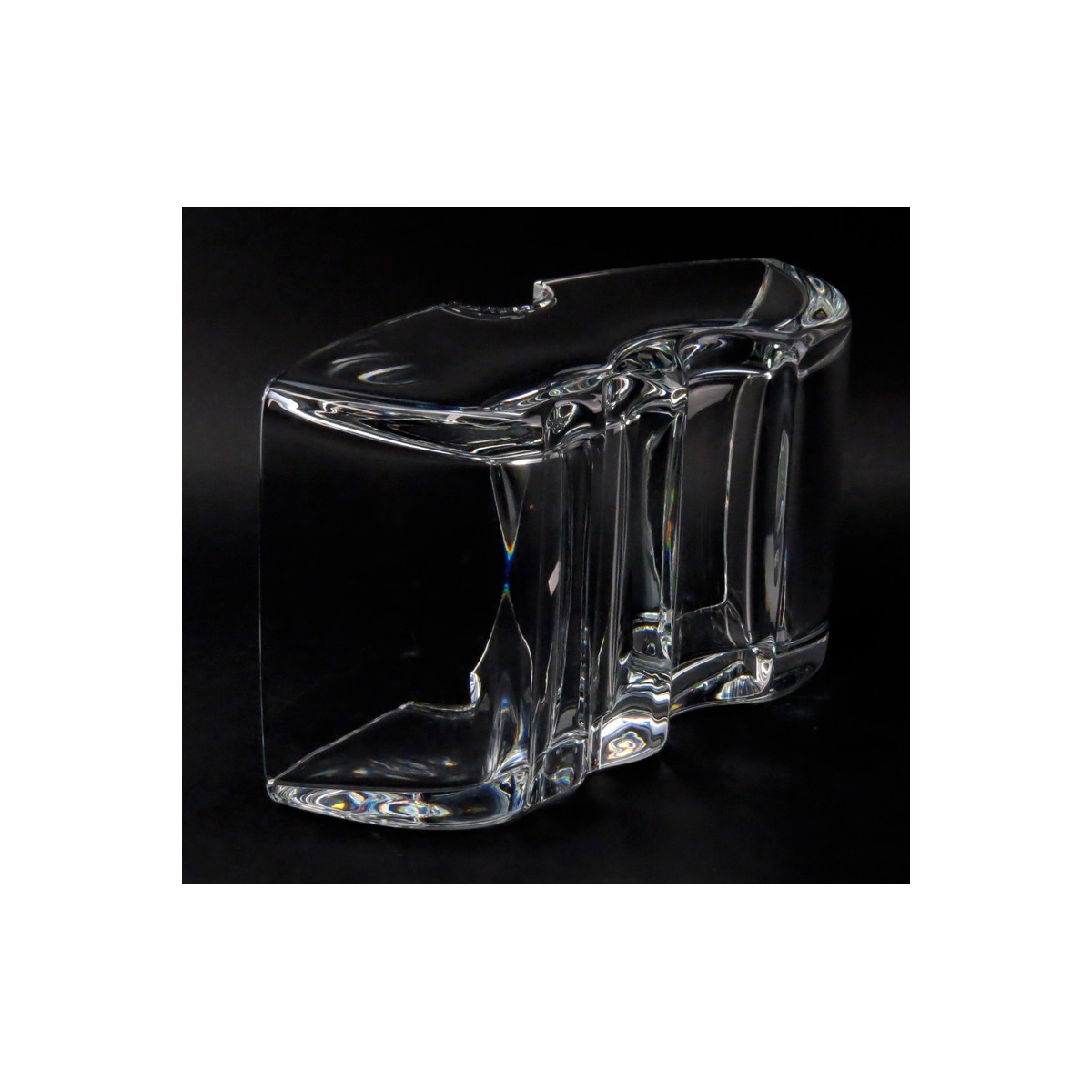 Large Baccarat "Oceanie" Clear Crystal Centerpiece in Original Box #722448. Stamped on obverse side