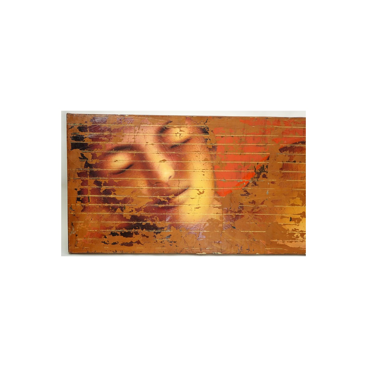 Sandra Sunnyo Lee, American (20th Century) Mixed Media On Canvas Triptych "Reclining Buddha" Unsign