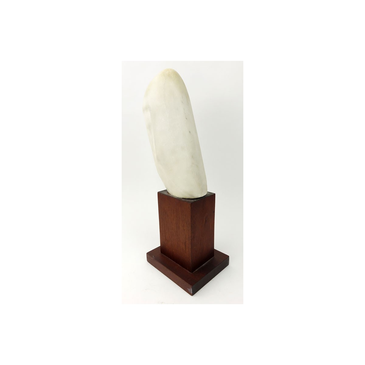 Mid Century Abstract Marble Bust on Wooden Base. Signed. Good condition. Measures 19" H. (estimate 