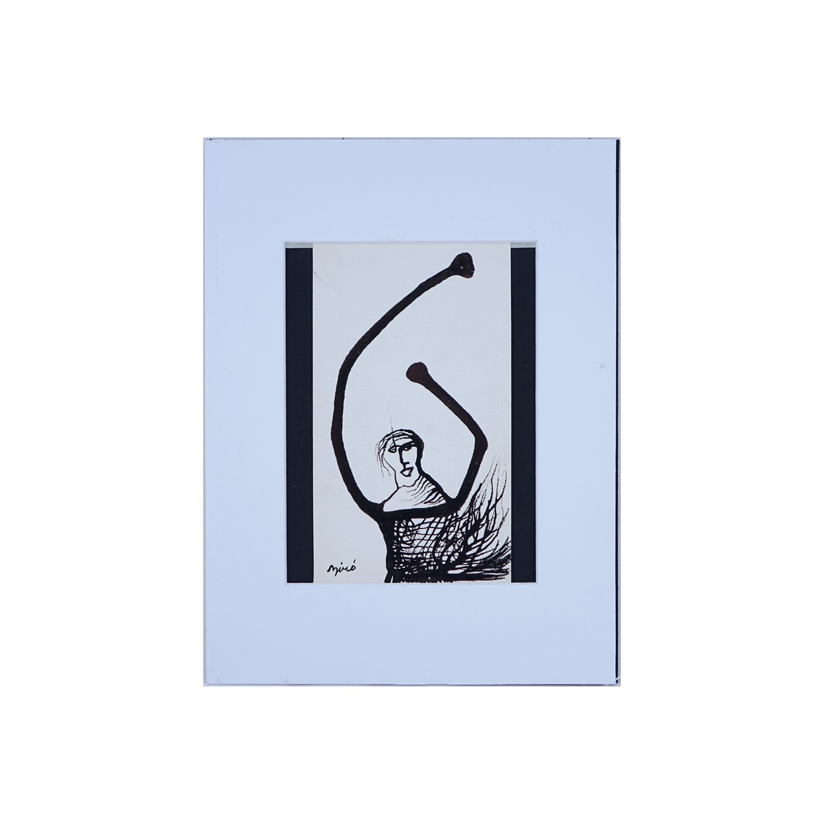 Antal Biro, French (1907 - 1990) Ink on card "Abstract Figure". Signed lower left. Good condition. 