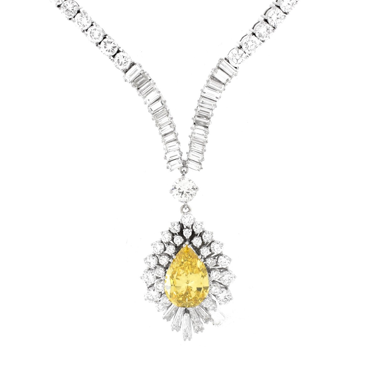 GIA 25.72 Carat TW Diamond and Platinum Necklace