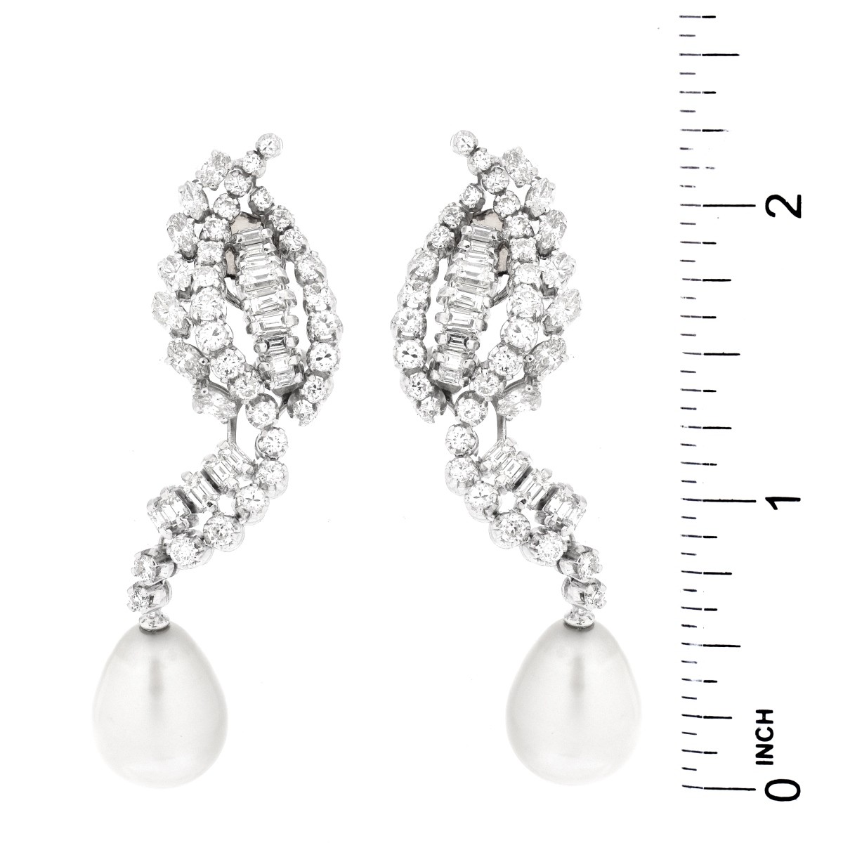 Diamond, Pearl and Platinum Earrings