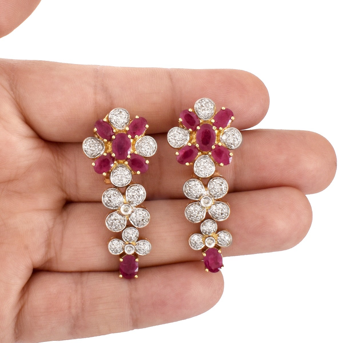 Ruby, Diamond and 18K Gold Earrings