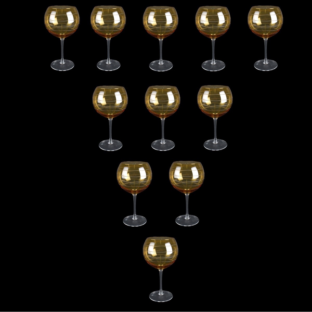 11 Amber Wine Glasses