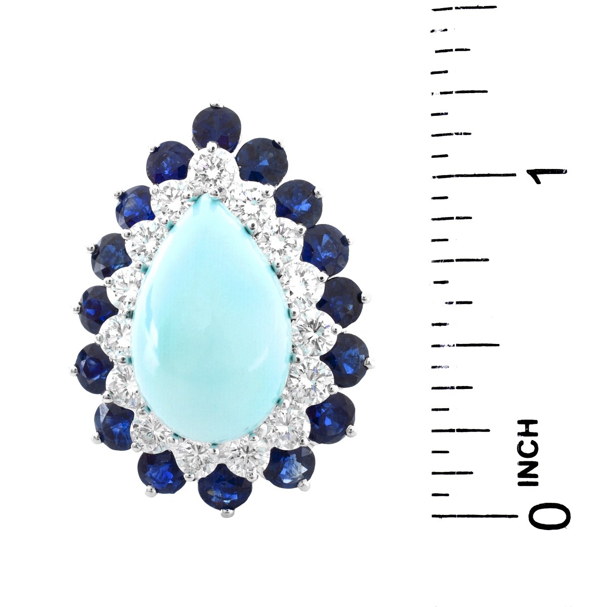 Diamond, Sapphire, Turquoise Ring