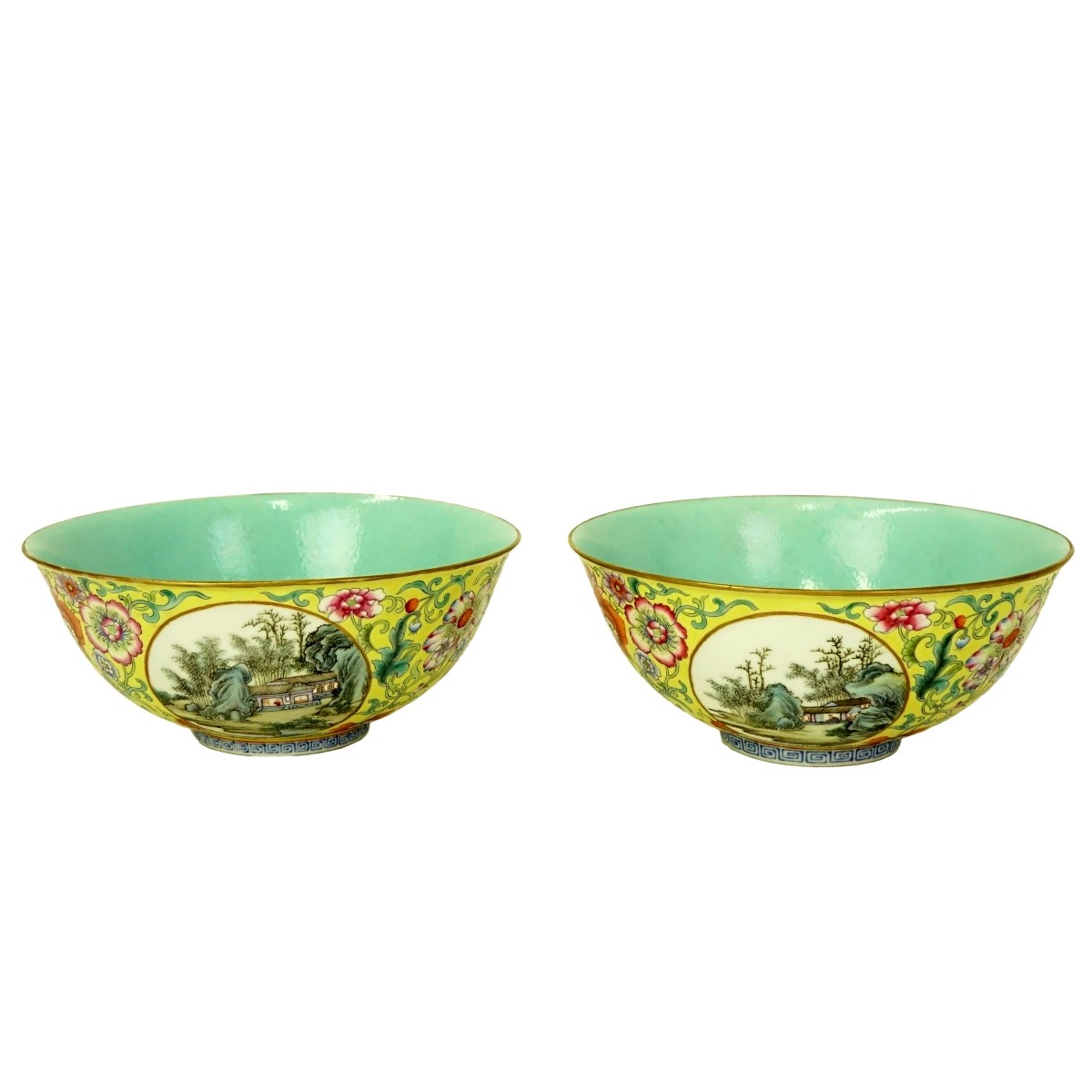Pair of Early 20th C. Chinese Famille Rose Bowls