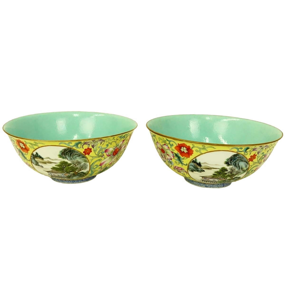 Pair of Early 20th C. Chinese Famille Rose Bowls