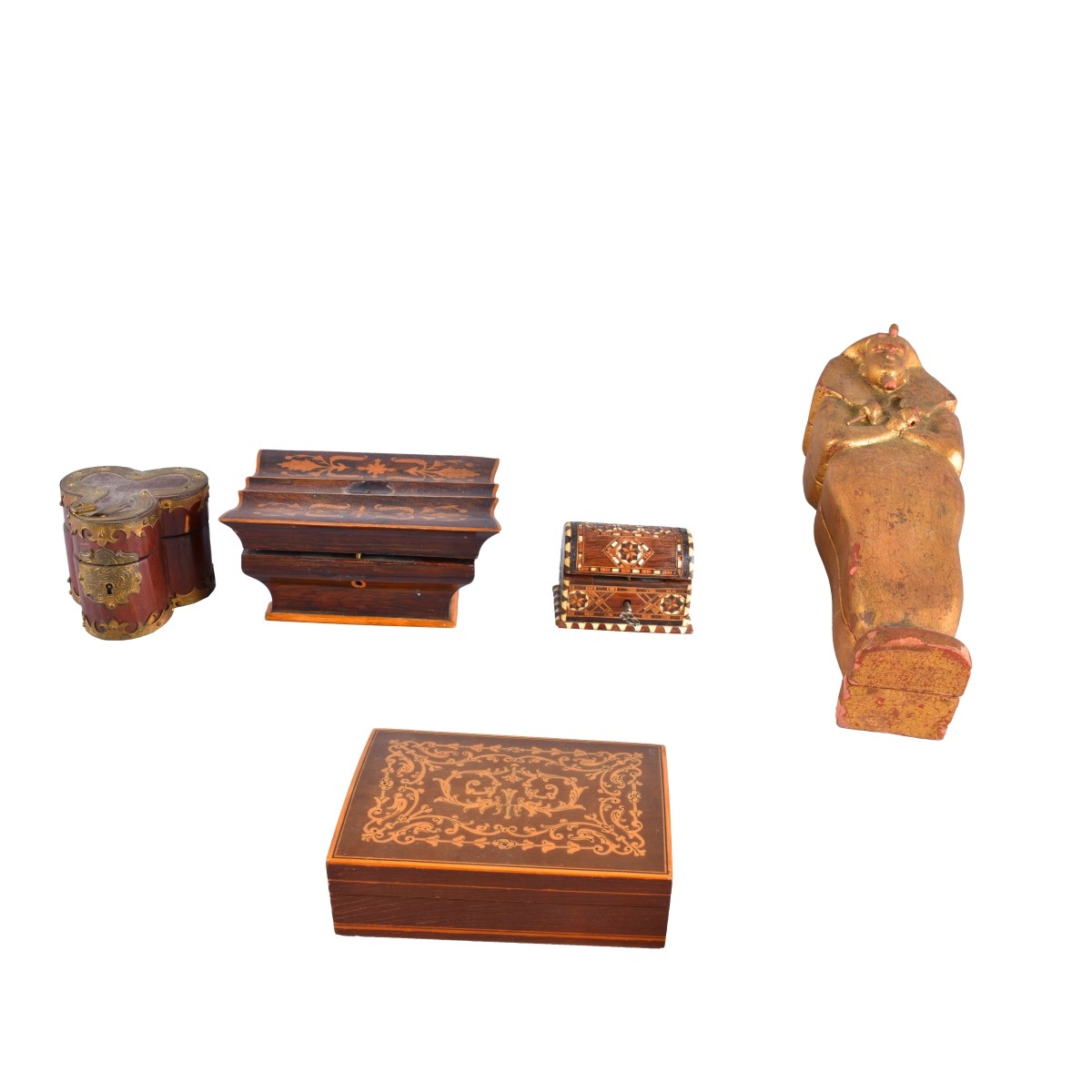 Five Vintage Wooden Boxes