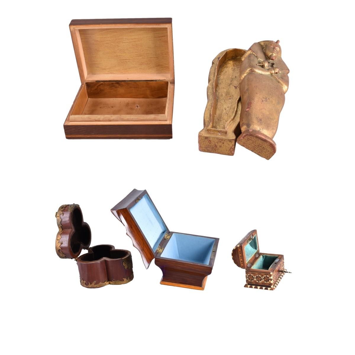 Five Vintage Wooden Boxes