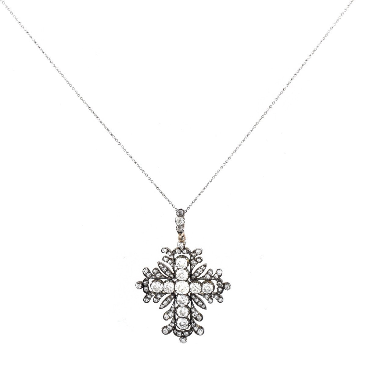 Rare 19th cent. Diamond Cross Pendant