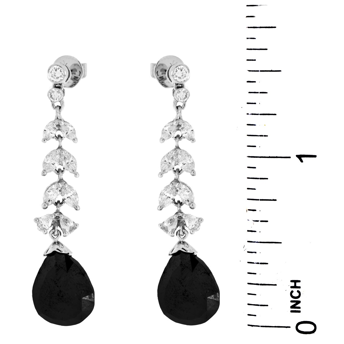 Black Diamond and 18K Gold Earrings