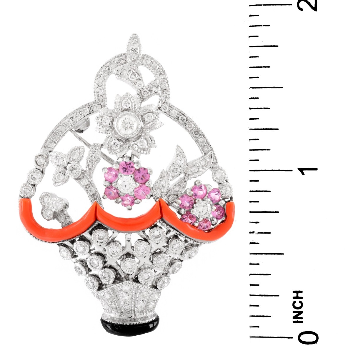 Diamond, Pink Sapphire and 18K Gold Pendant