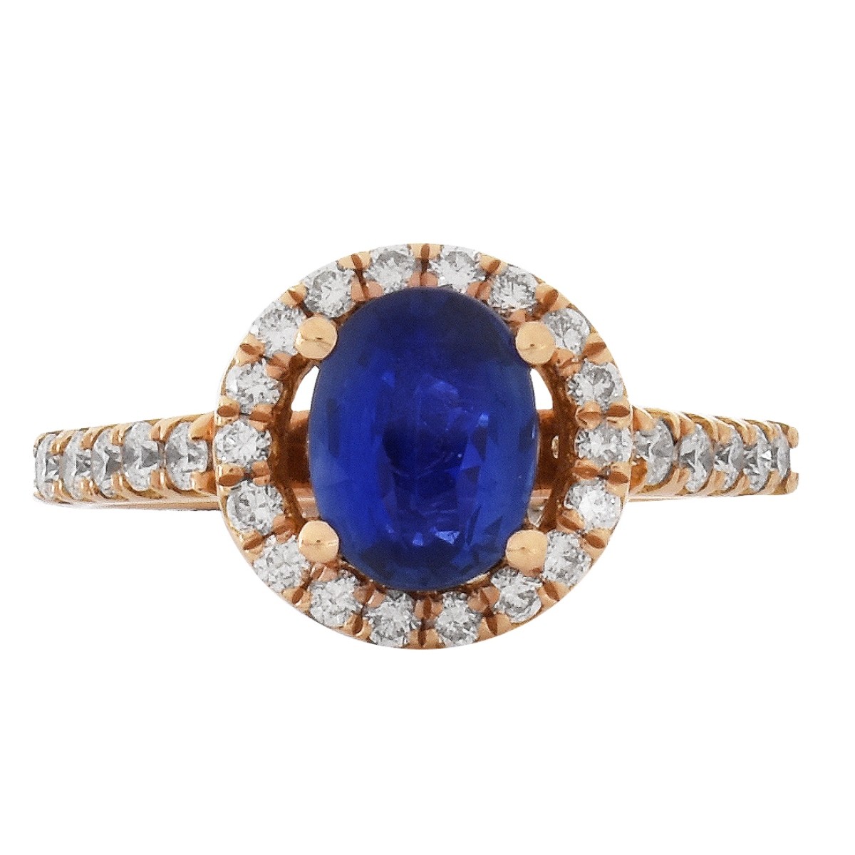 Sapphire, Diamond and 18K Gold Ring