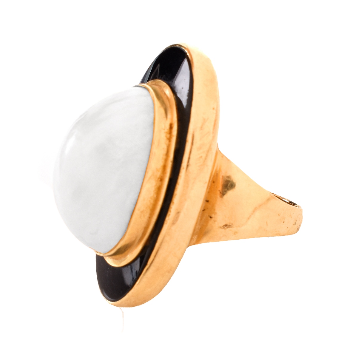 Mabe Pearl, Onyx and 14K Ring