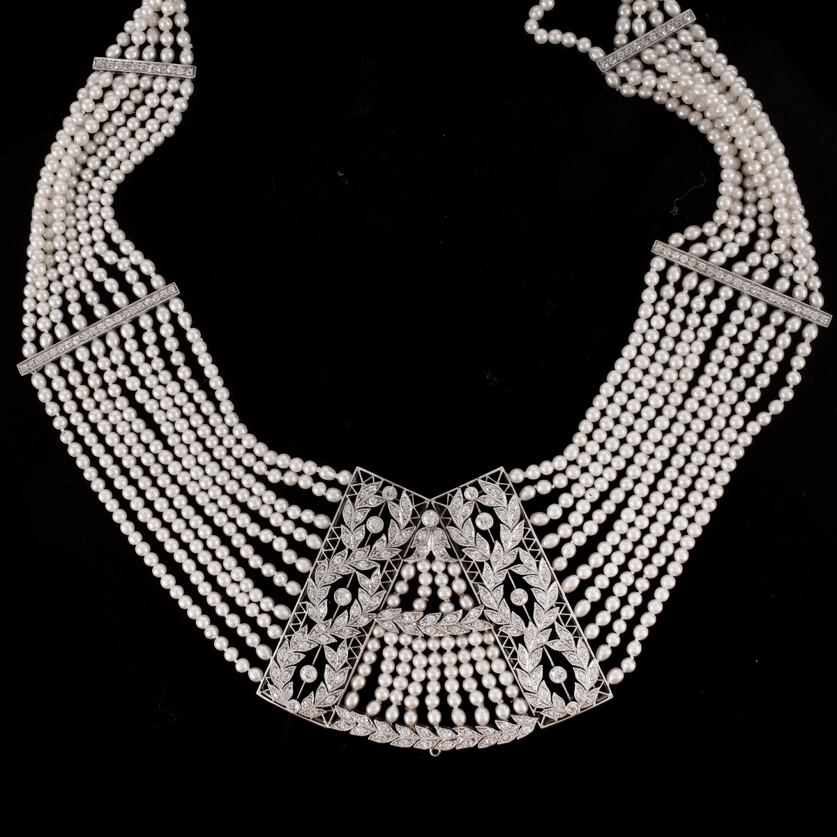 Edwardian Diamond, Pearl and Platinum Necklace