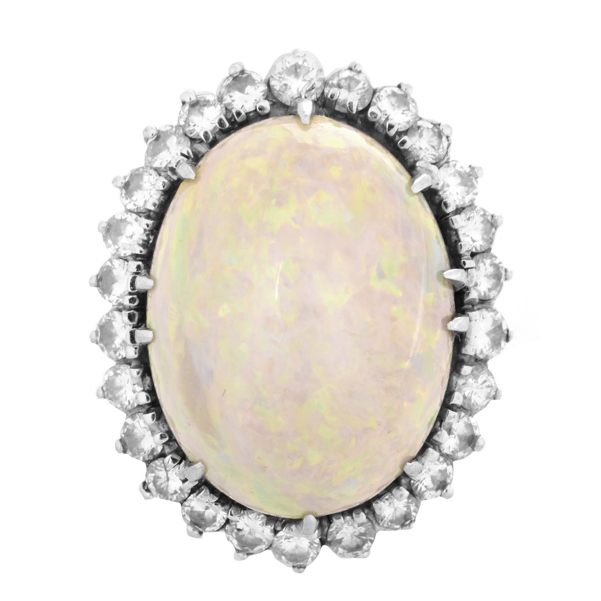 Vintage Opal, Diamond and 14K Ring