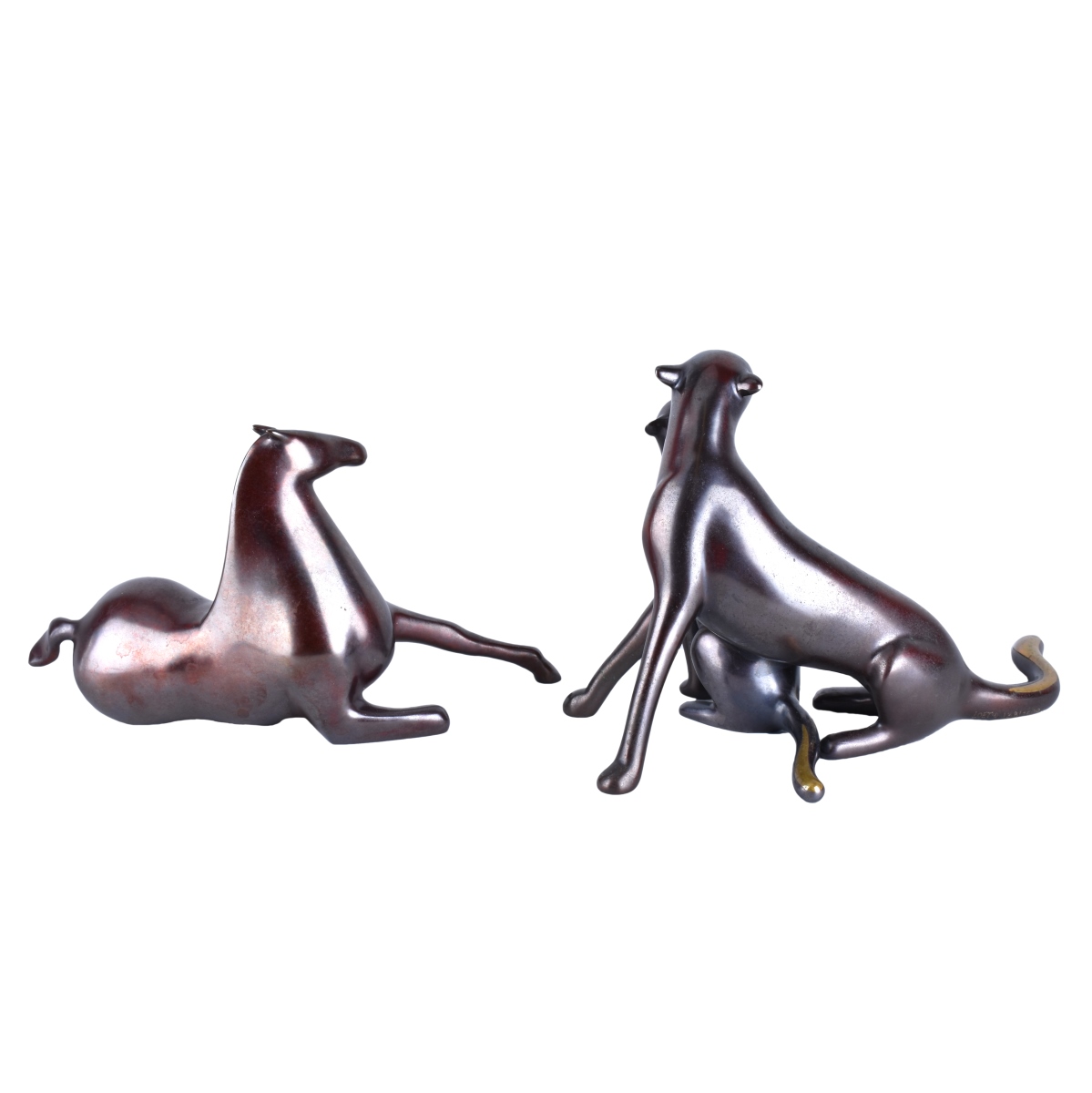 Two Loet Vanderveen Bronze Animals