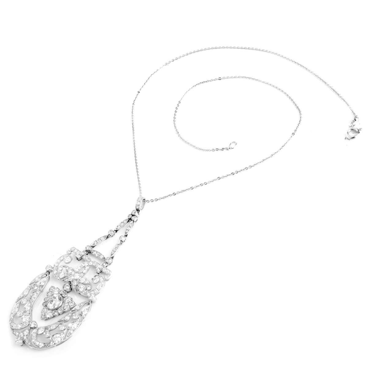 Antique Mauboussin Diamond Pendant Necklace