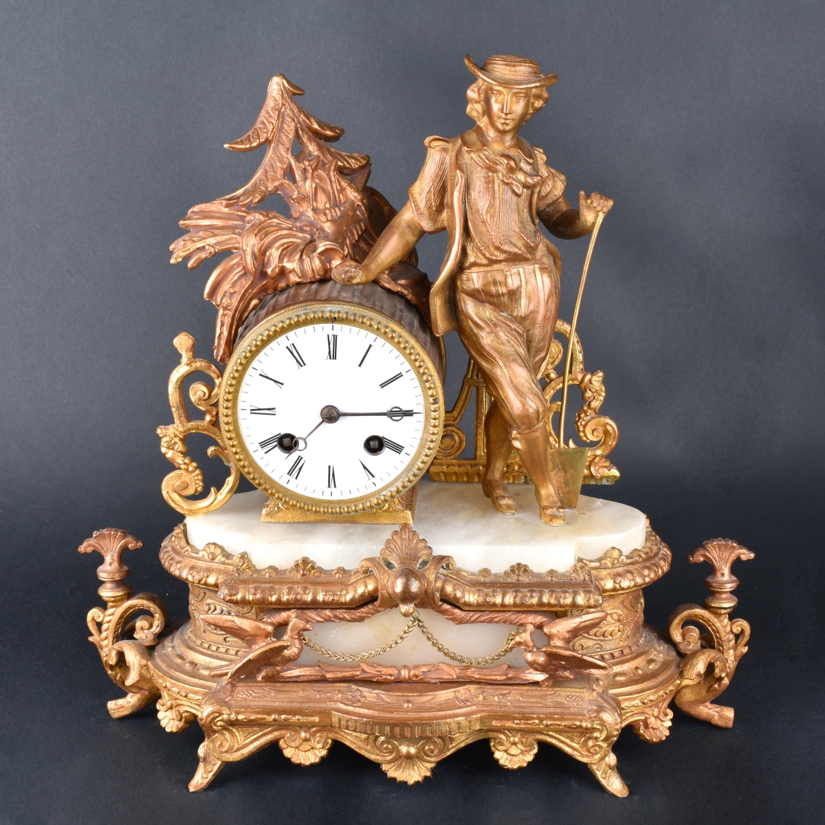 French Metal Mantle Clock