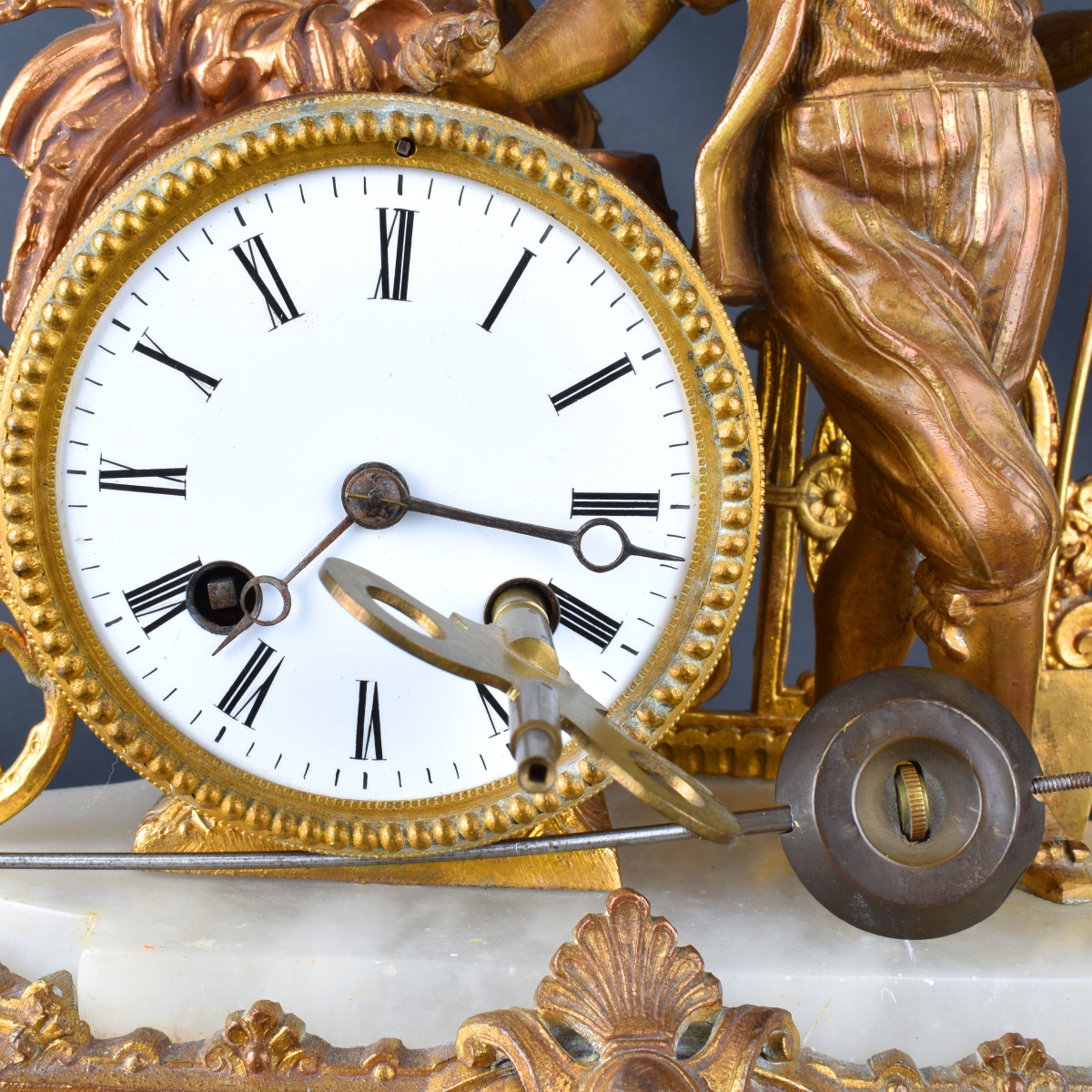 French Metal Mantle Clock