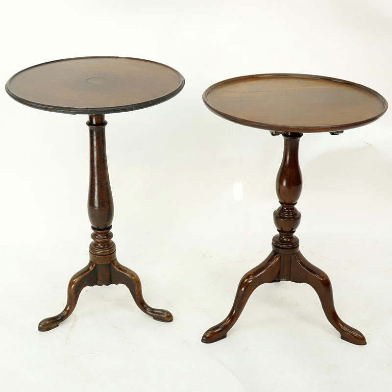 Two Queen Anne Walnut Tilt & Pedestal Tables