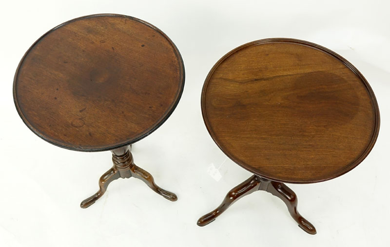 Two Queen Anne Walnut Tilt & Pedestal Tables