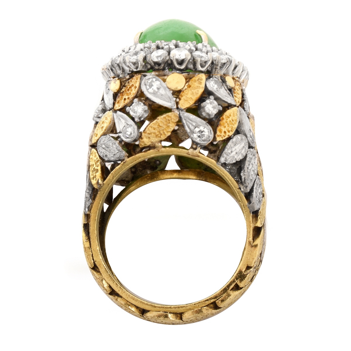 GIA Jade, Diamond and 18K Ring