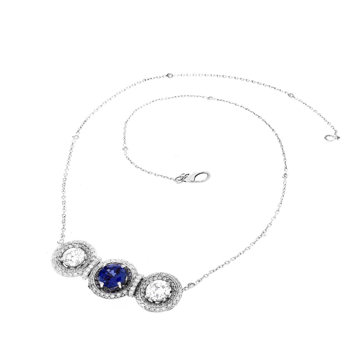 Contemporary Diamond and Sapphire Necklace