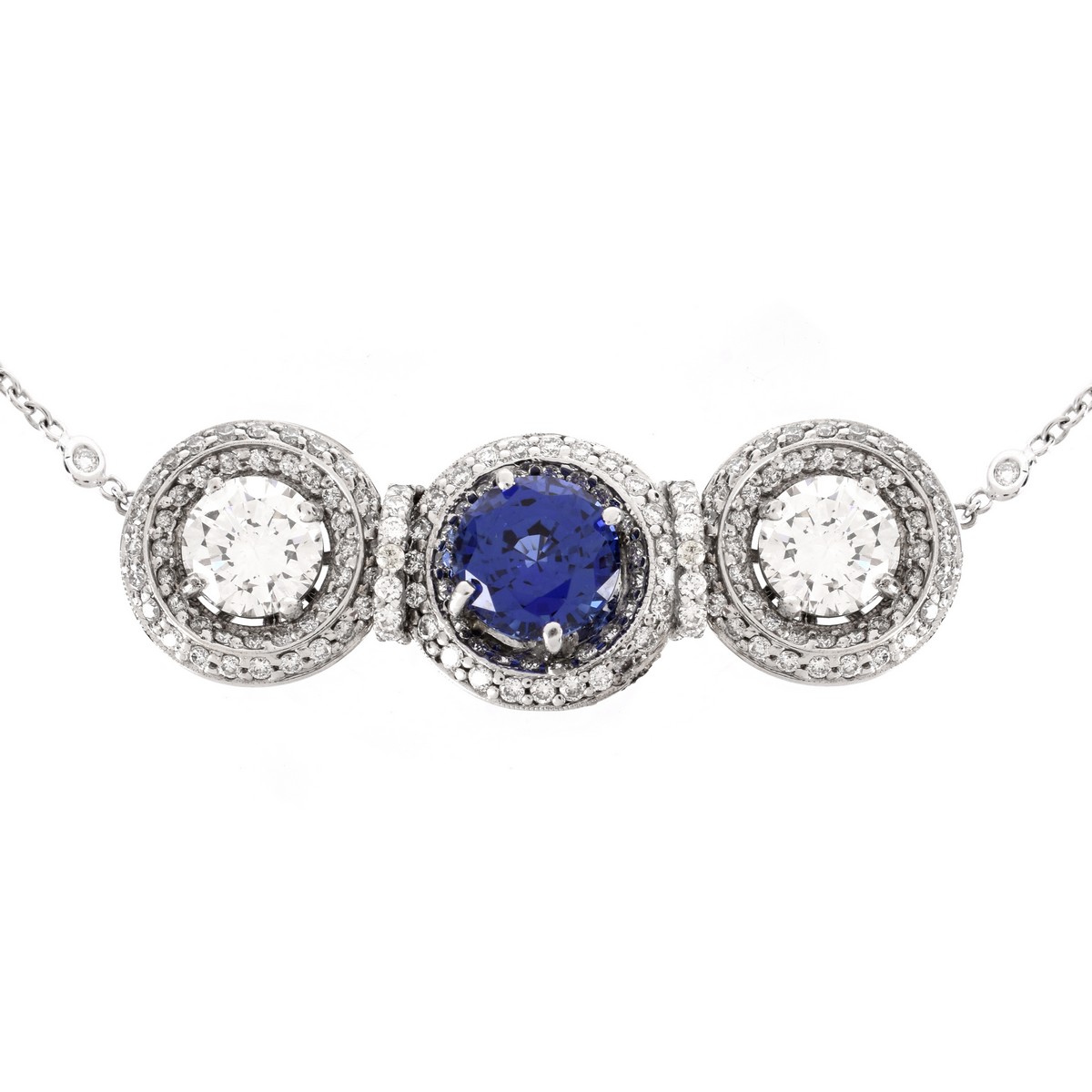 Contemporary Diamond and Sapphire Necklace