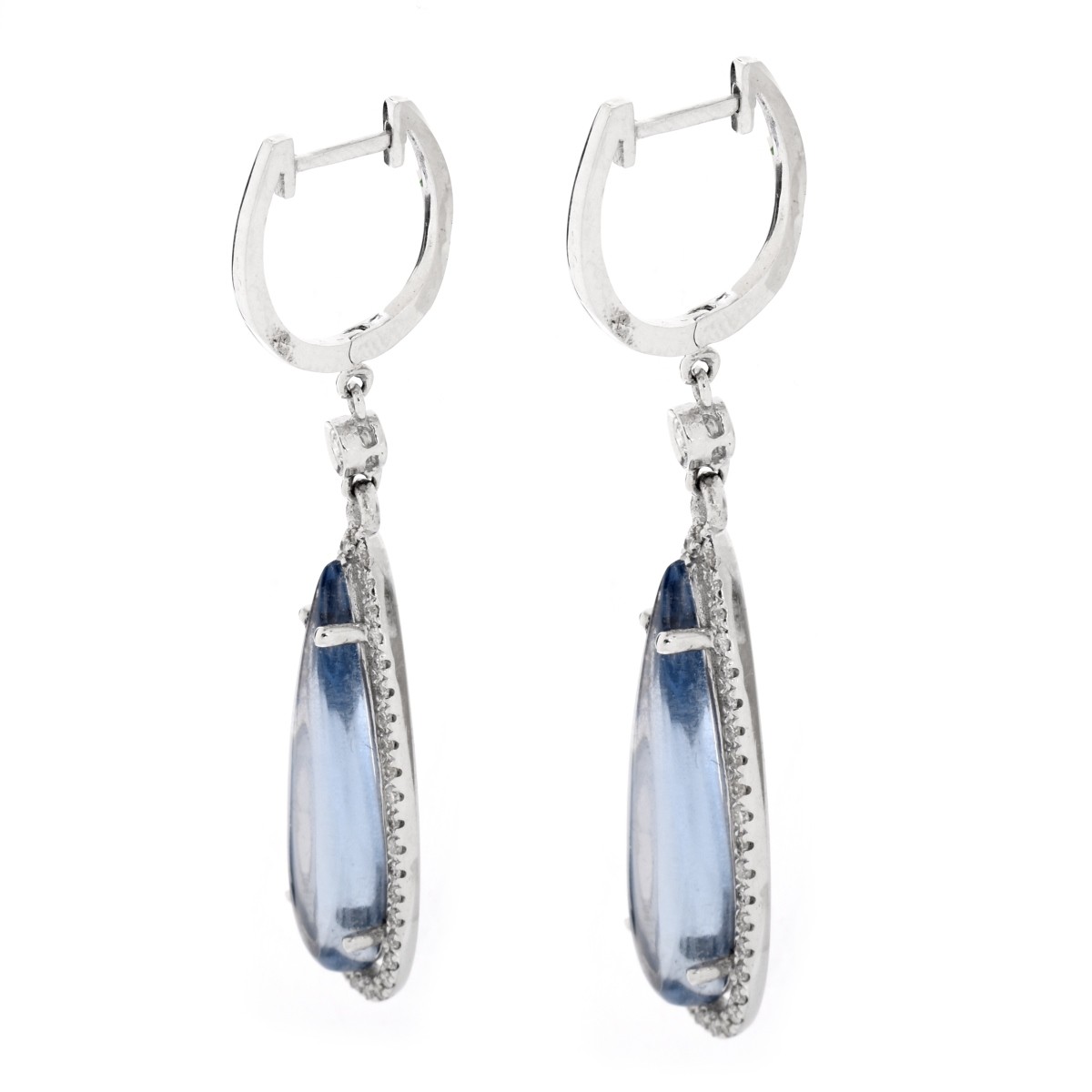 Blue Stone, Diamond and 18K Earrings
