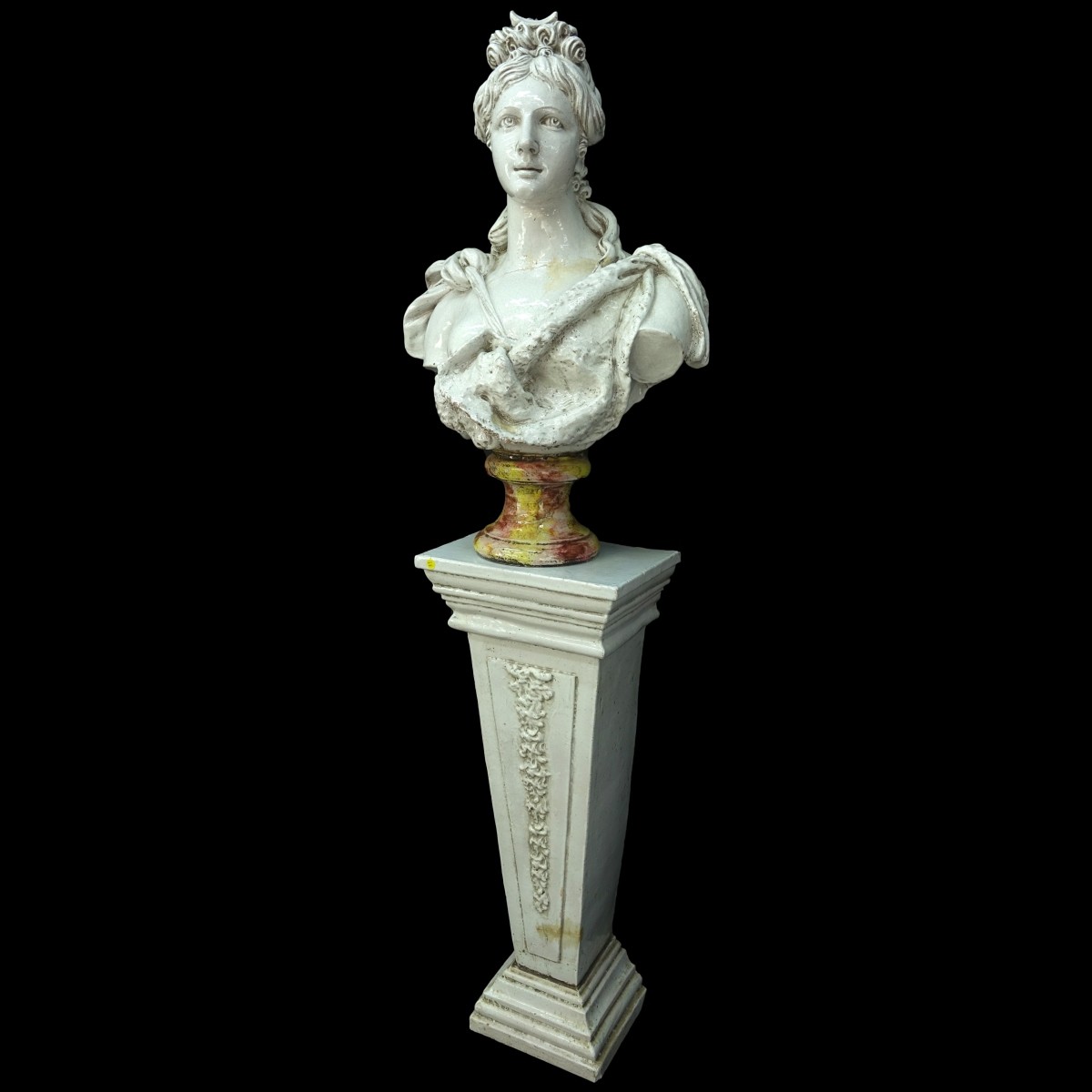Pottery Bust And Pedestal