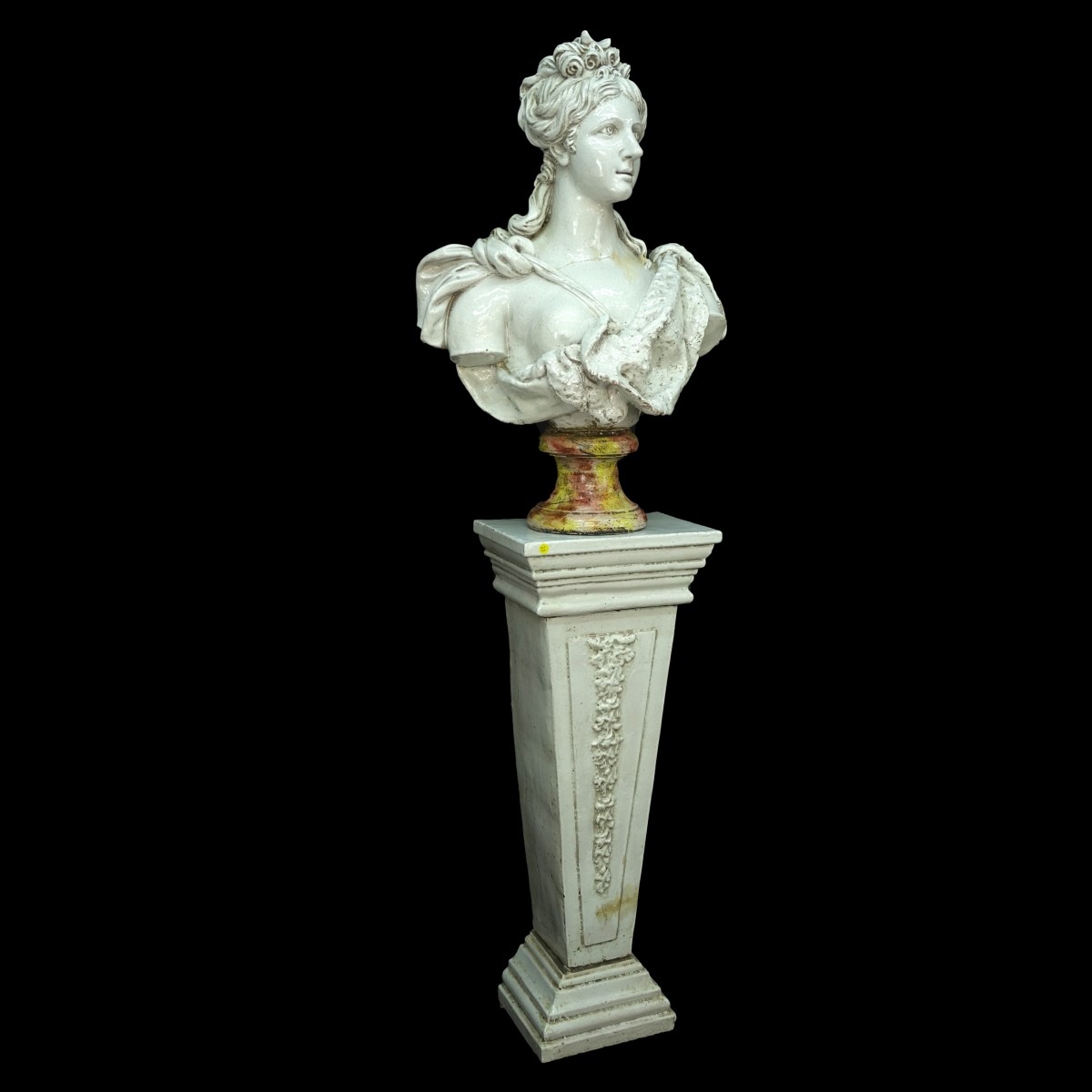 Pottery Bust And Pedestal