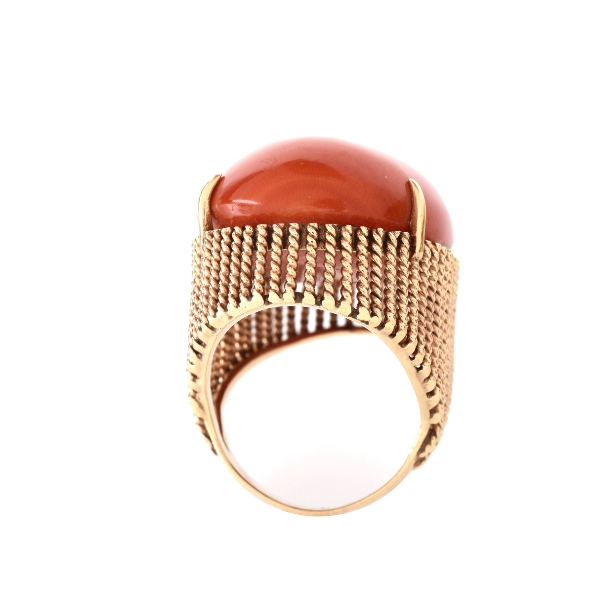Red Coral and 14K Ring