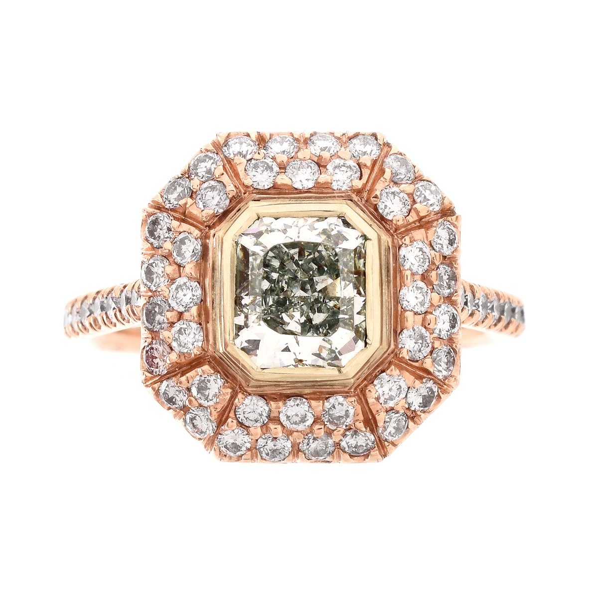 GIA 1.01 Carat Fancy Green Diamond Ring