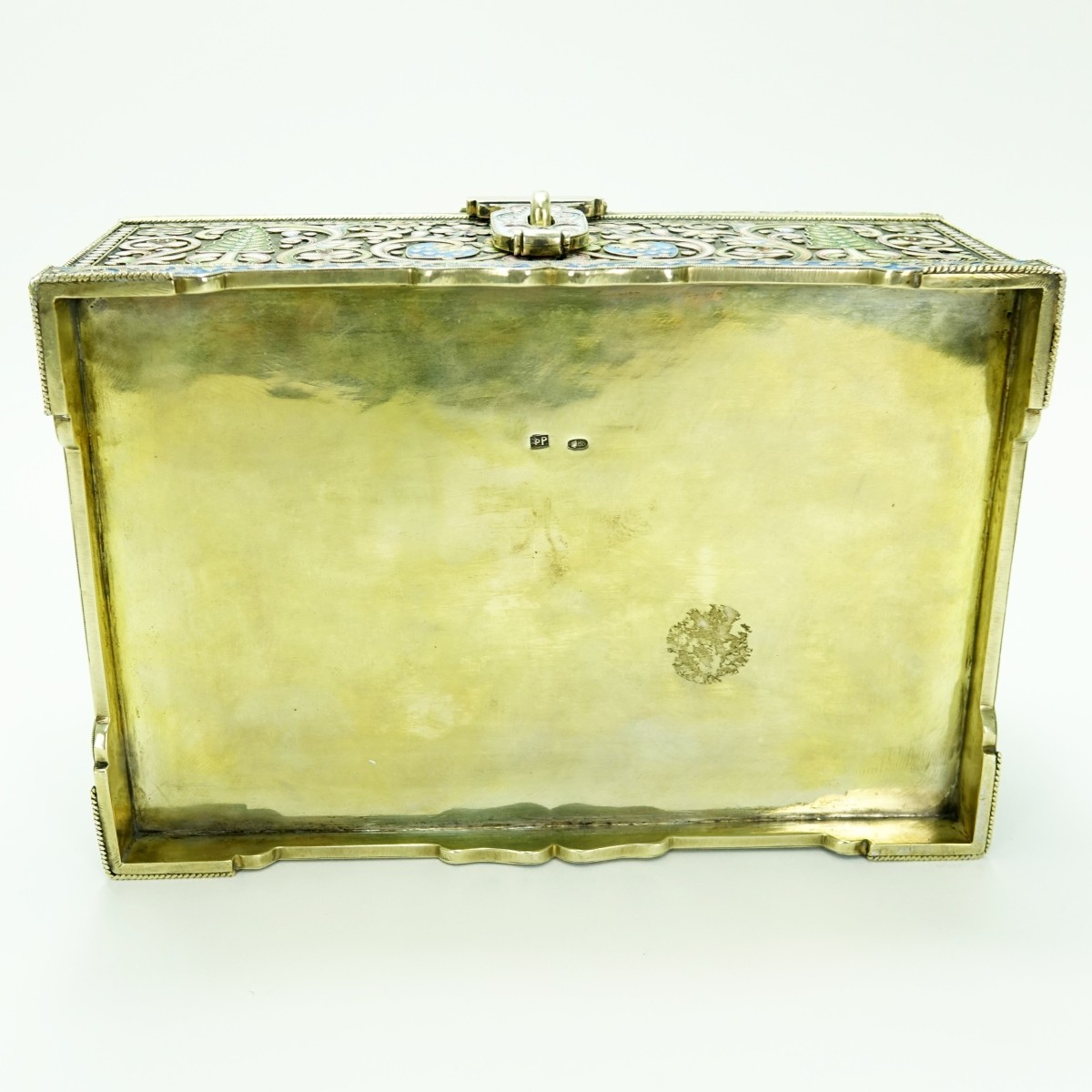 Large Russian Silver Gilt Enamel Box