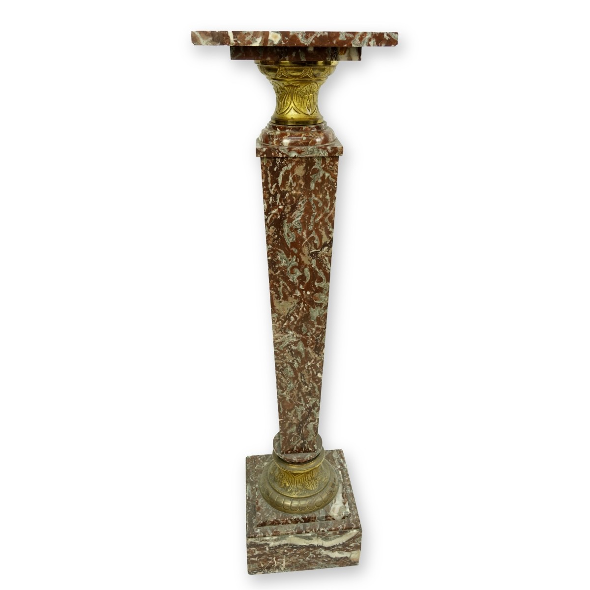 Bronze Mounted Rouge Marble Pedestal