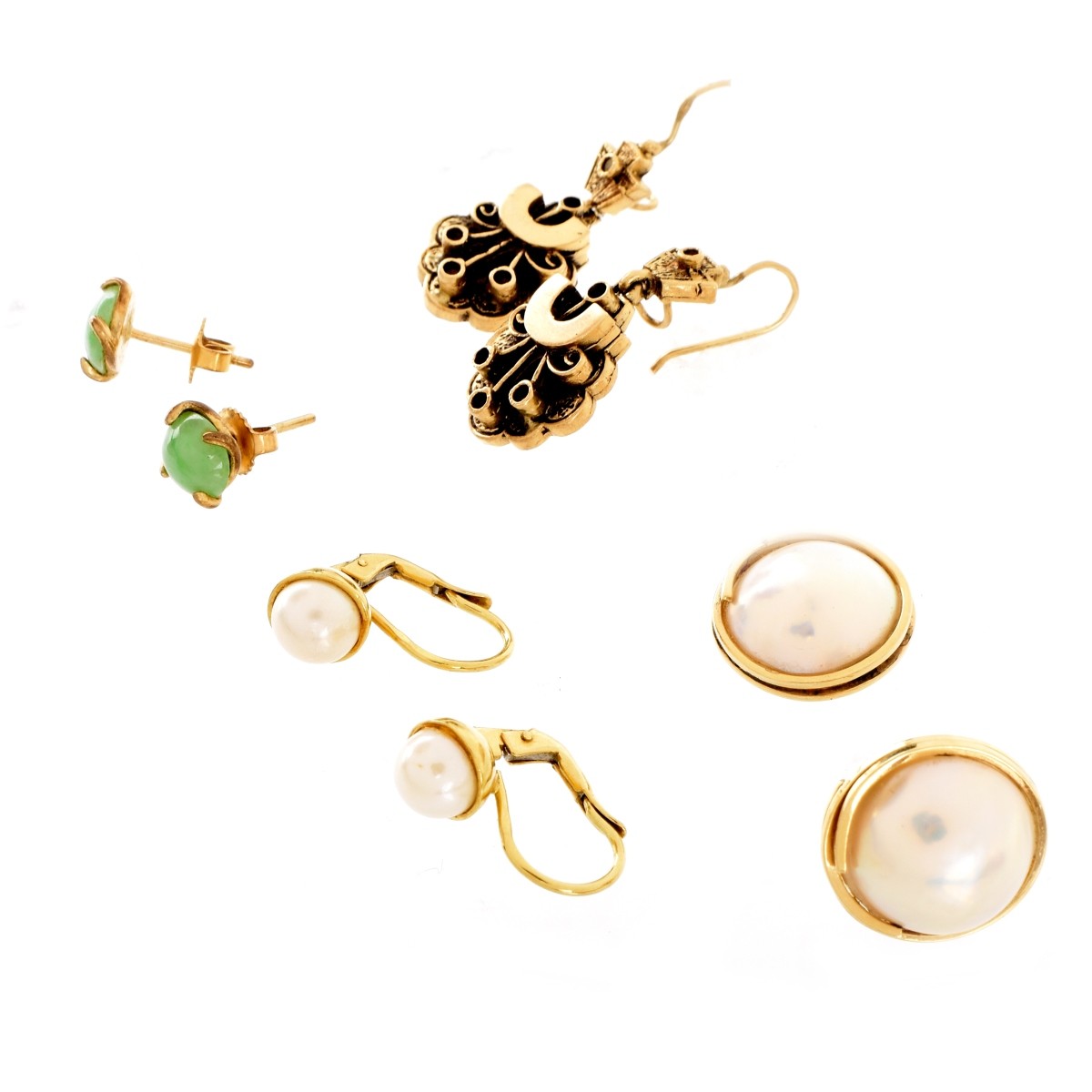 Four Pair of Vintage Gold Earrings