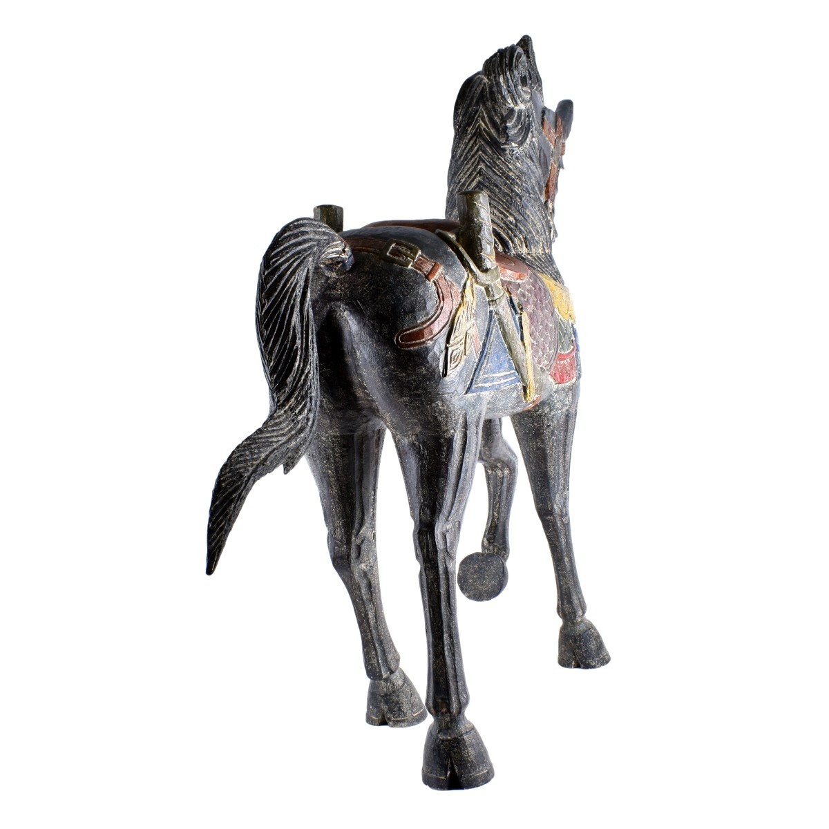 Chinese Polychrome Wood Carved Horse