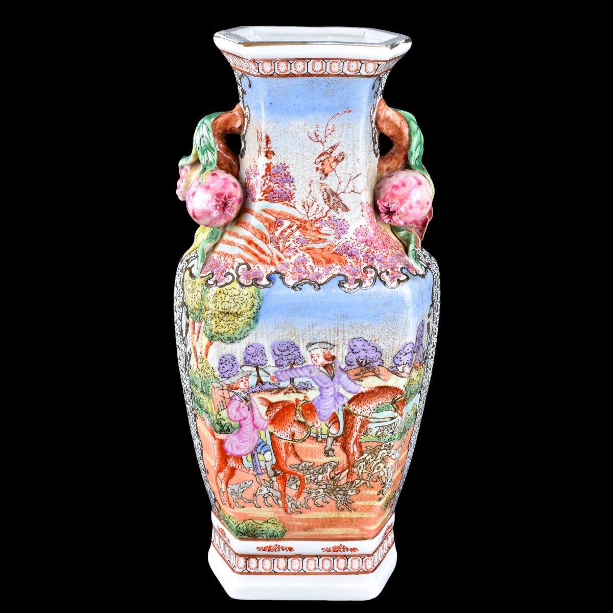 Rare Chinese Export "Hunt Scene" Porcelain Vase