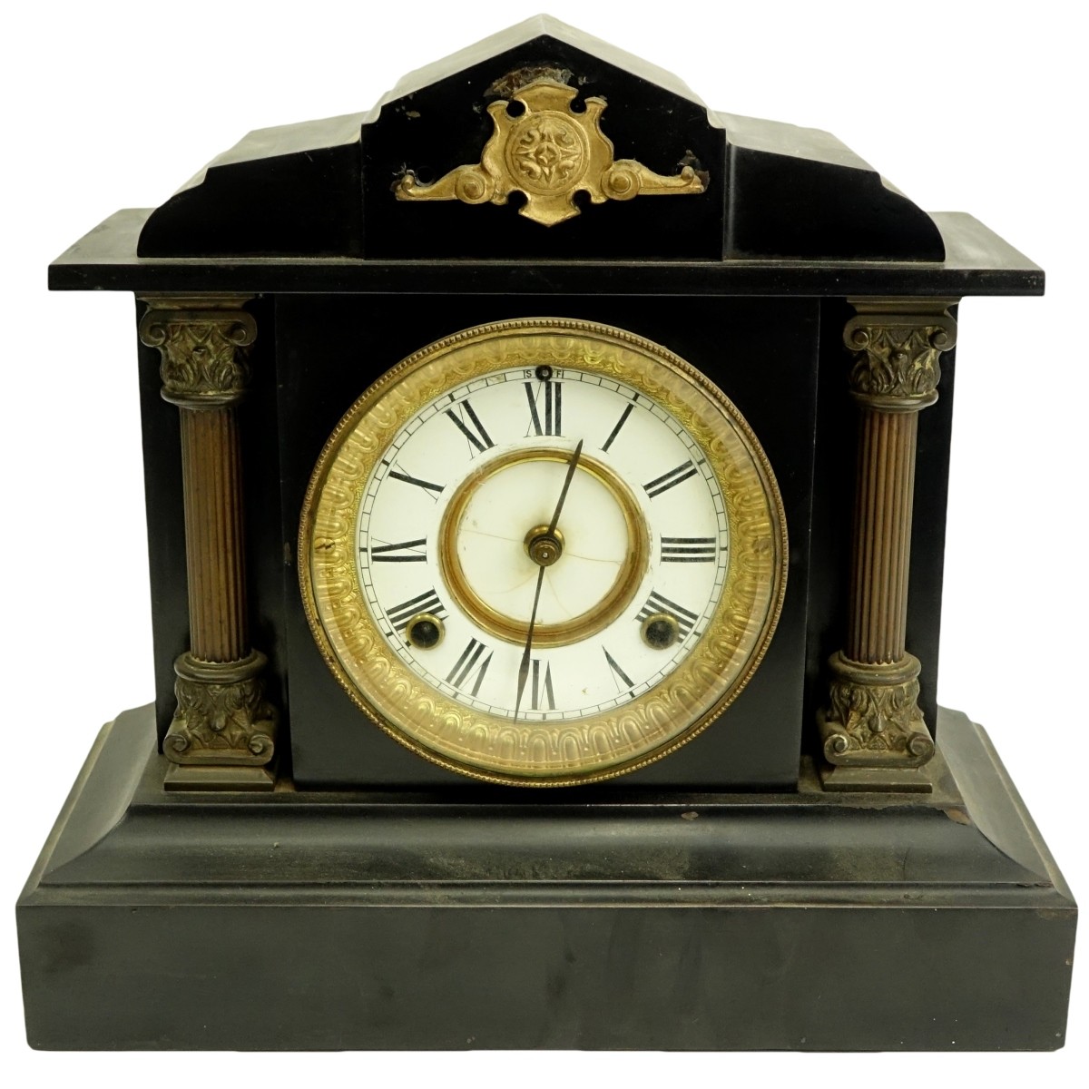 A Victorian Black Slate Mantle Clock