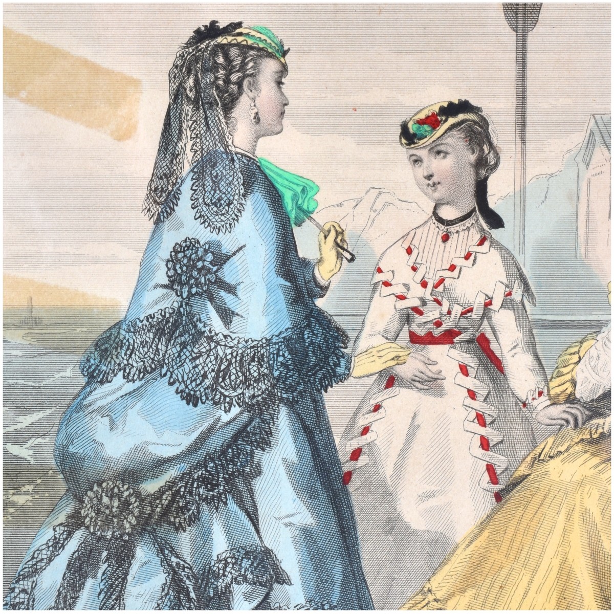 19C Le Follet Hand Colored Fashion Engravings