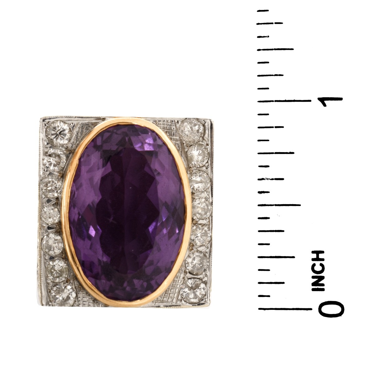 Vintage Amethyst, Diamond and 14K Ring