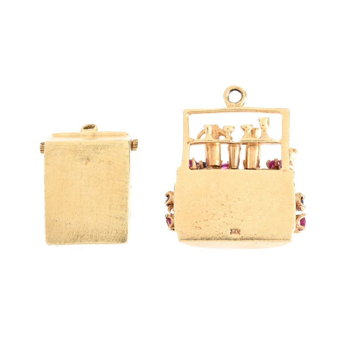Two Vintage 14K and Gemstone Charms