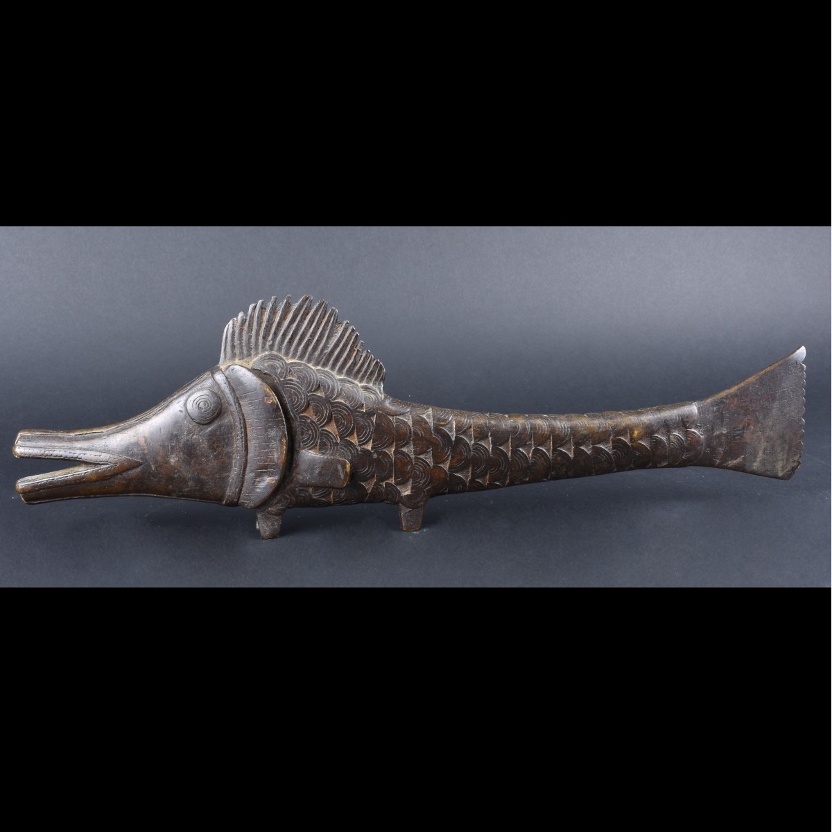 African Benin Bronze Fish Sculpture